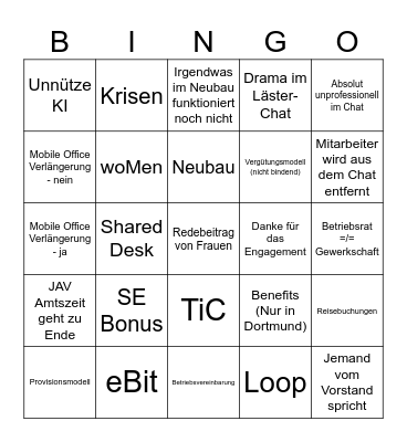 Betriebsversammlung Bingo Card