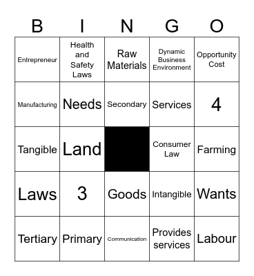 Business Bingo Card