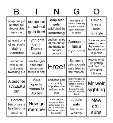 24-25 school year bingo Card