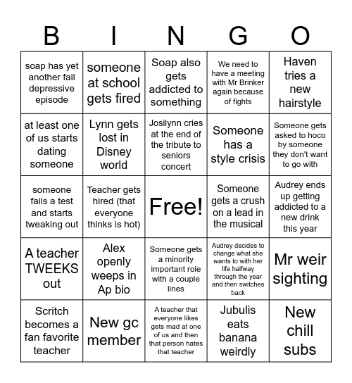 24-25 school year bingo Card