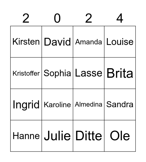 Fætter- og Kusinefest Bingo Card