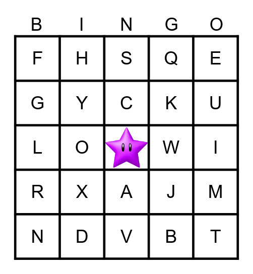 L'alphabet! Bingo Card