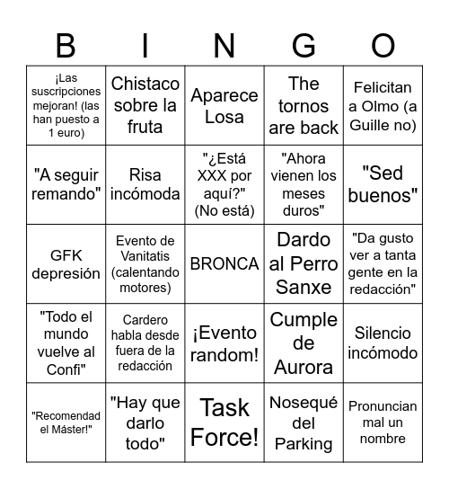 Bingo del Aló Bingo Card