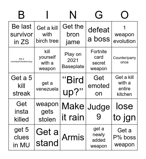 Item Asylum bingo Card