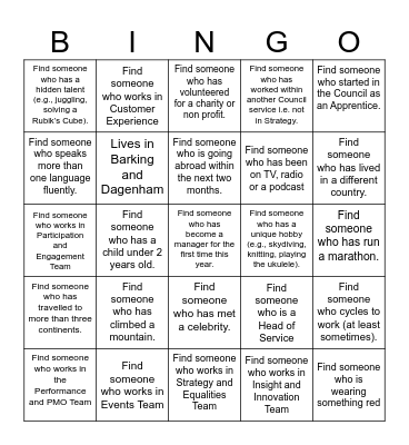 Strategy Human Bingo Card