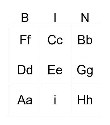 ABC Bingo Card