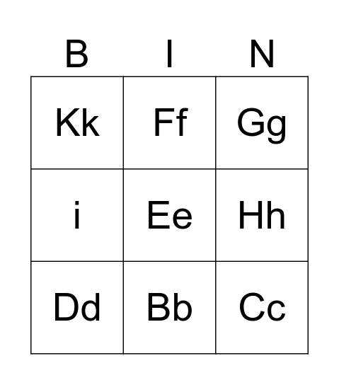 ABC Bingo Card