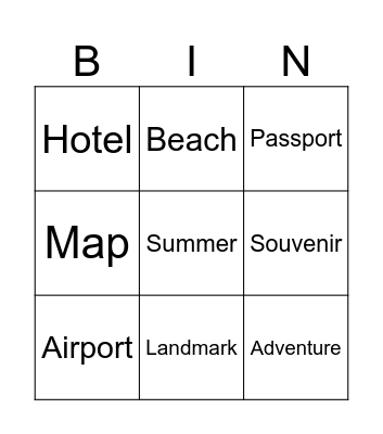 Summer holidays Bingo Card