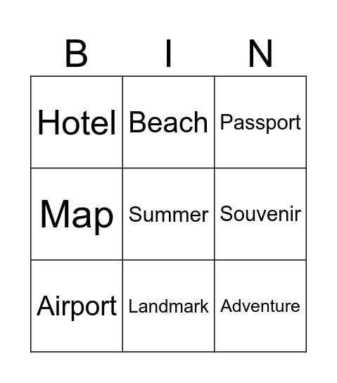 Summer holidays Bingo Card