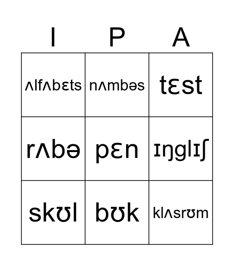 Education Bingo Card