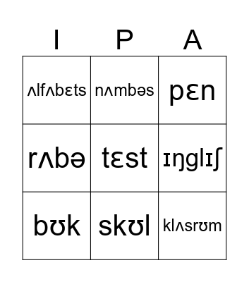 Education Bingo Card