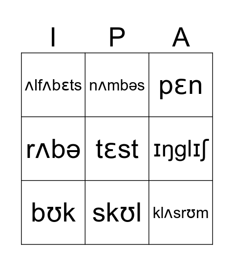 Education Bingo Card