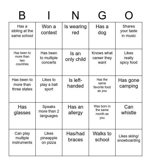 Find Someone Who... Bingo Card