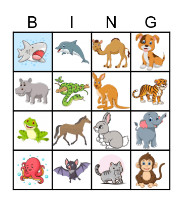 Animals Bingo Card