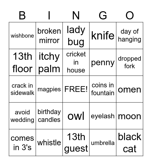 Friday the 13th  Bingo Card