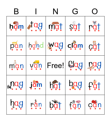 Short 'A' Sounds Bingo Card