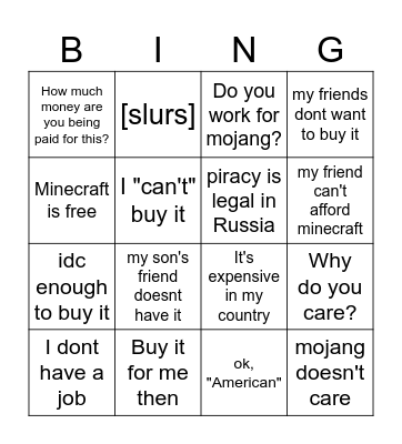 The Fifth Column Official Piracy Bingo v1.0 Bingo Card