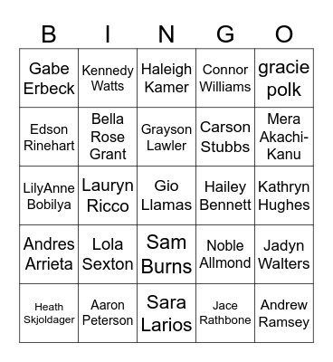 Senior Bingo Card