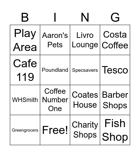 Nailsea Precinct Bingo Card