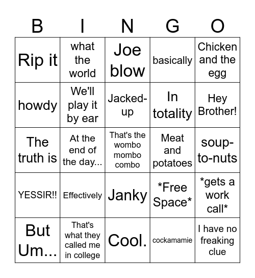 Justin Bingo Card
