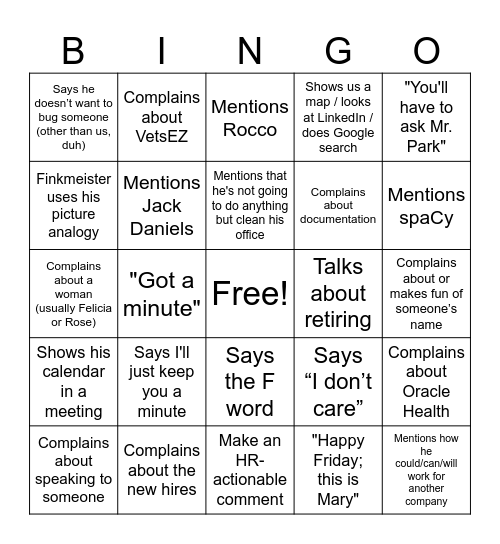 King Squirrel and Company Bingo Card