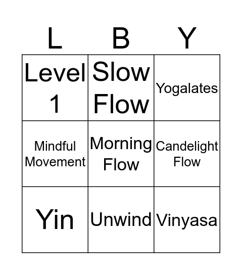 Straight Outta Yoga Bingo Card