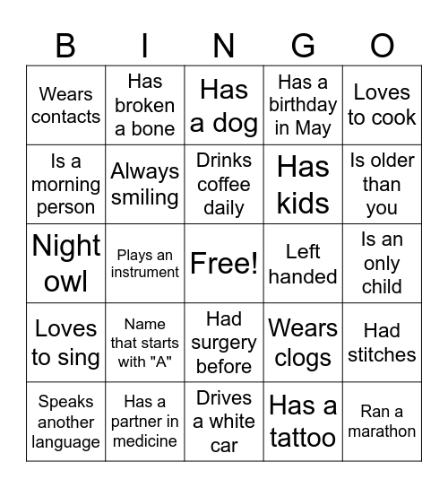 Find Someone Who... Bingo Card