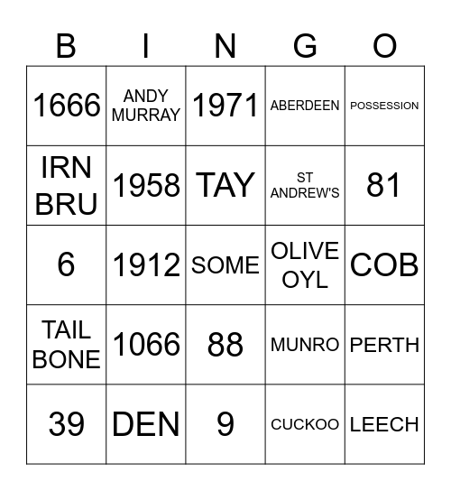 QUIZ BINGO Card