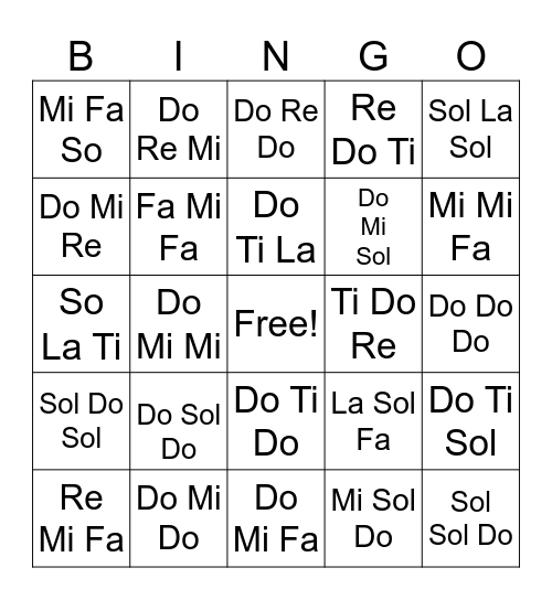 Forbidden Pattern Bingo Card