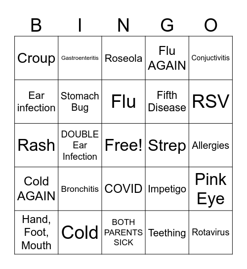 Illness Bingo! Bingo Card