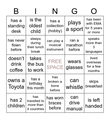 Find Someone Who… Bingo Card