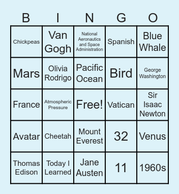 EAW Bing Go Go Go Bingo Card