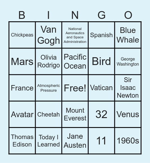 EAW Bing Go Go Go Bingo Card