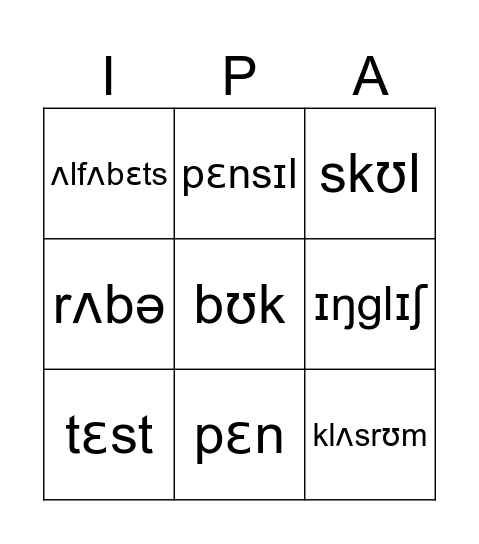 Education Bingo Card