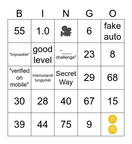 recent tab bnino Bingo Card