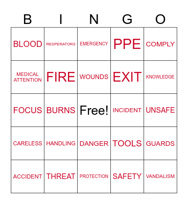 SAFETY BINGO Card