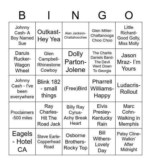 Radio Bingo Card