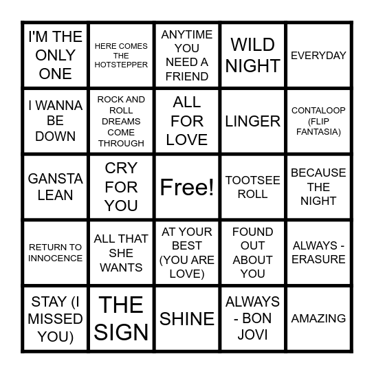 30 in 24 Bingo Card