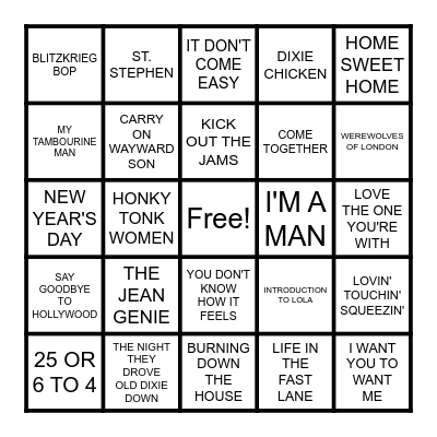 LIVE Bingo Card