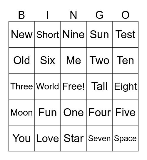 Test Bingo Card