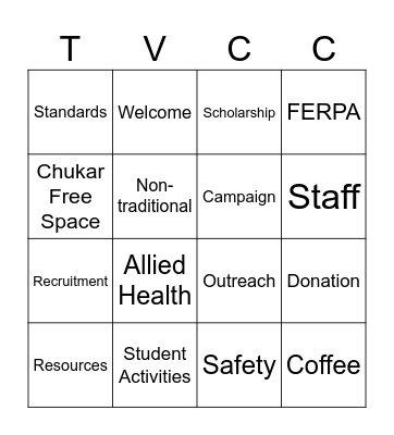In-Service Bingo Card