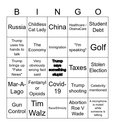 debate 2 Bingo Card