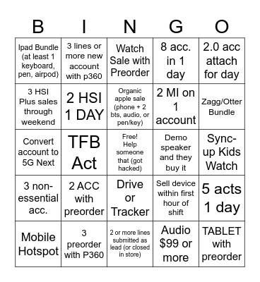 Iphone Preorder Bingo Card