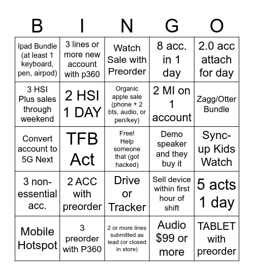 Iphone Preorder Bingo Card