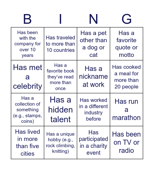 Human Bingo Card