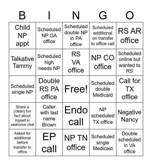 Fri-Yay Bingo Card