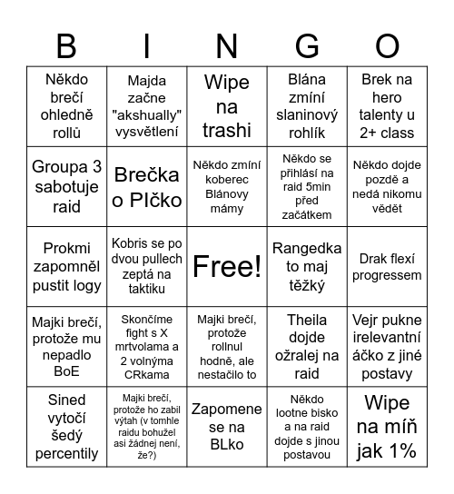 Wolves raid bingo Card