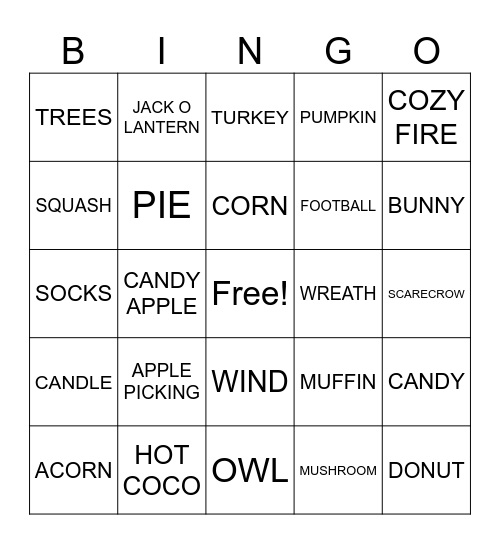 FALL BINGO Card