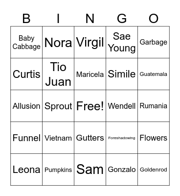 Seedfolks Bingo Card