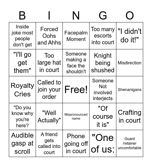 Court Bingo Card